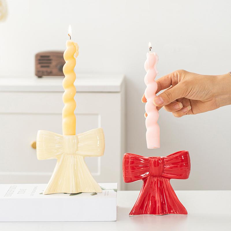 Ceramic Candle Cup Creative Handicrafts Unique Candlestick Ambience Multiple Colors Ins Gift Ornaments 5 Colors