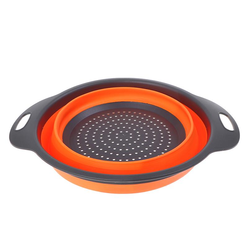 

Silicone Folding Drain Basket Creative Retractable Silicone Fruit Vegetable помаранчевий