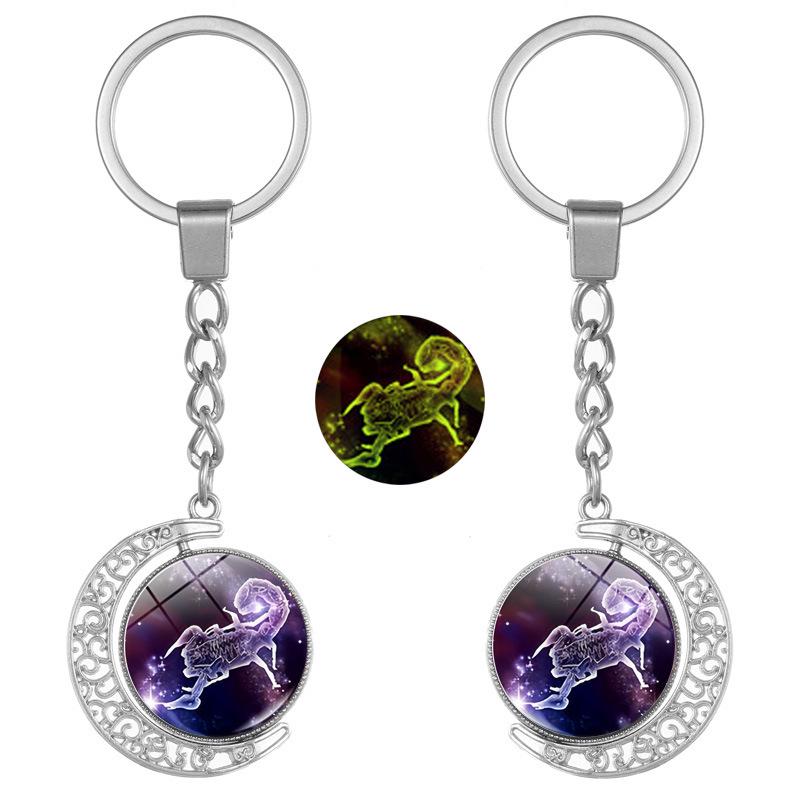 Double-Sided Luminous Zodiac Keychain Pendant for Backpacks – Couple Gift Accessory