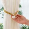 2pcs Luxury French Curtain Tiebacks with Artificial Pearl Decoration, Convenient Hanging Tieback Decorative Curtain Fixer