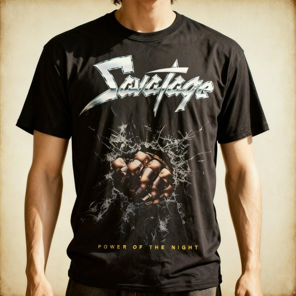 SAVATAGEEE Band POWER OF THE NIGHT Cotton Black T Shirt S5XL For Men Unisex T-Shirt M