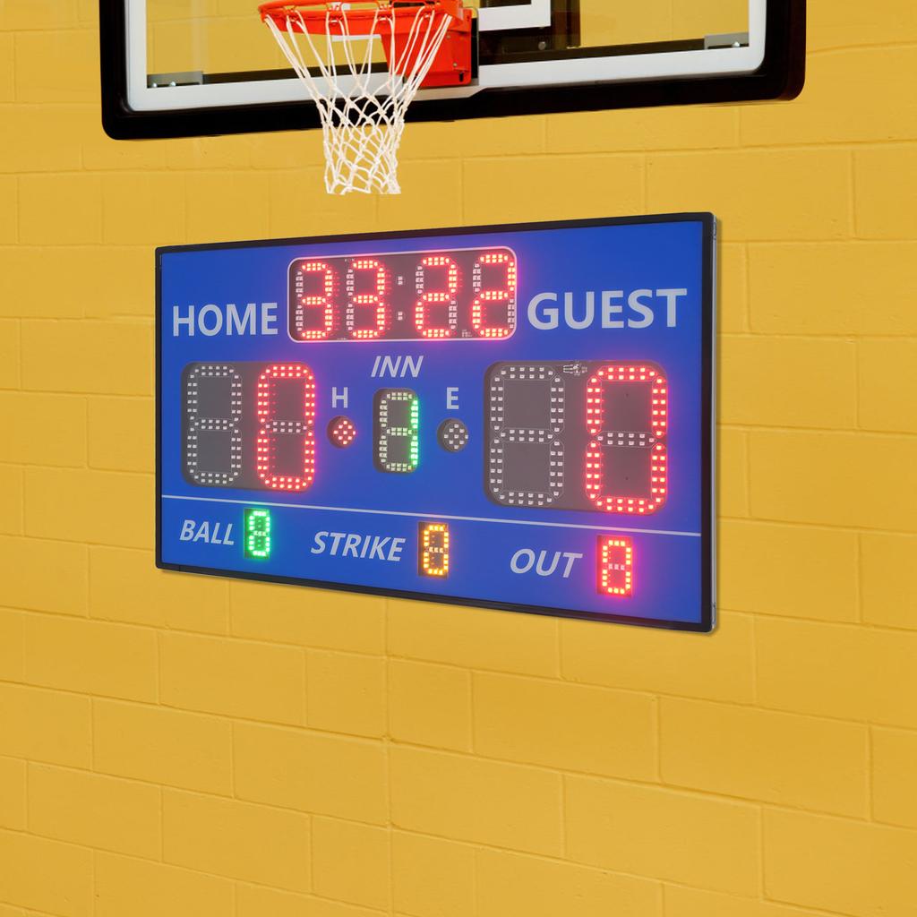 ABS LED Scoreboard,Blue/Black Tabletop Scoreboard Corded Electric for Baseball Games