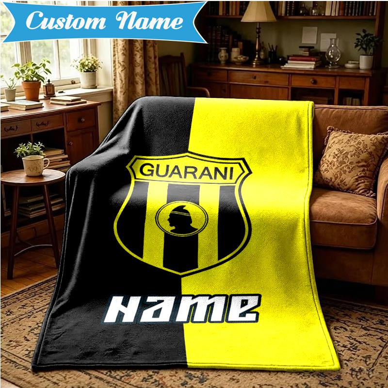 Custom Name Guarani Football Crest Blanket Lightweight Ideal Bedding Blanket Perfect for Travel, Camping, Living Rooms, Sofas, Christmas gift