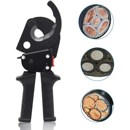 

NEWTRY TCR-500S Ratchet Cable Cutter with Extendable Handle, Cable Scissors, and Cable Nippers, Cutting Capacity: 400mm Copper Wire, 500mm Aluminum