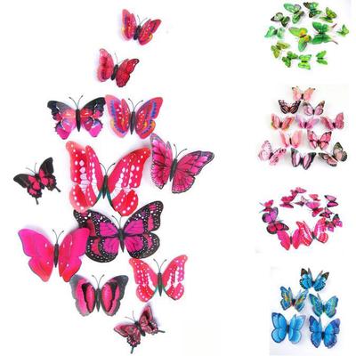 12x 3D Butterfly Wall Sticker Fridge Magnet Room Decor Decal Applique