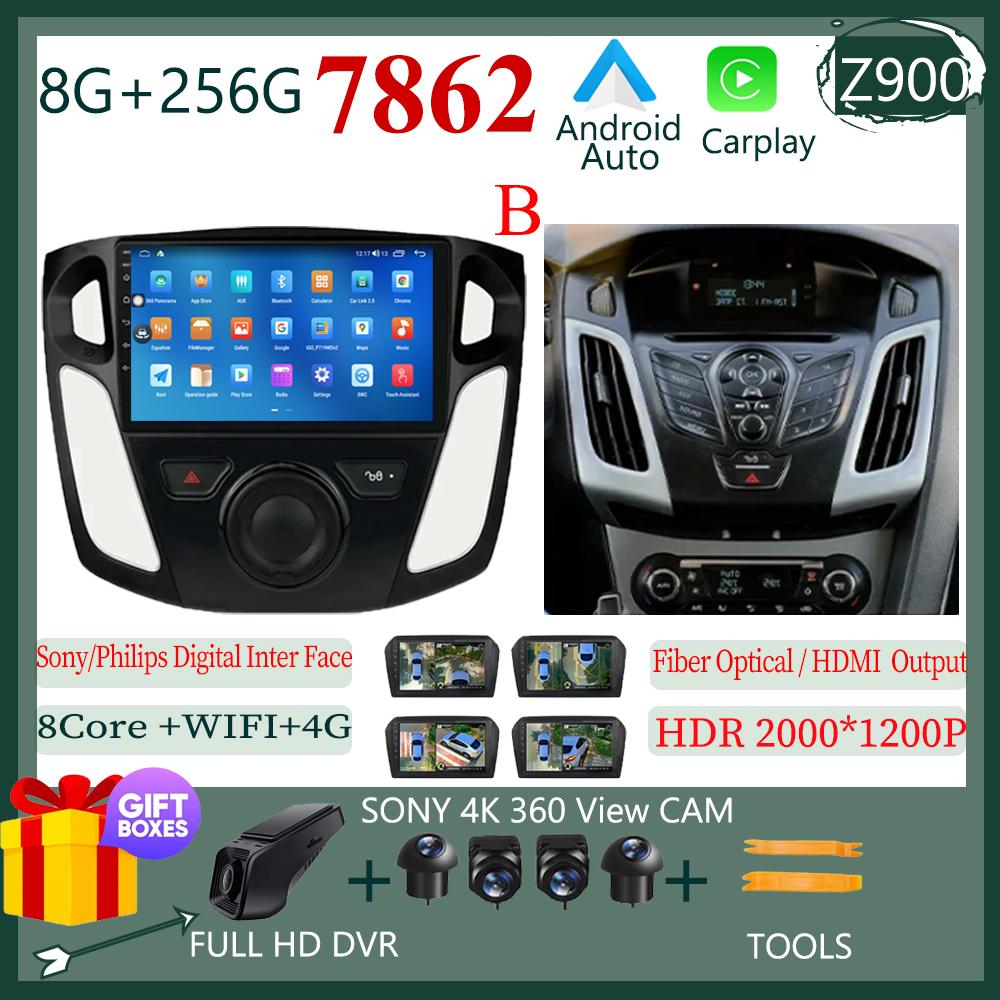 Android 14 Head Unit For Ford Focus 3 Mk 3 2011 -2019 Car Radio Video Player GPS Stereo Navigation Auto Touch QLED Screen WIFI