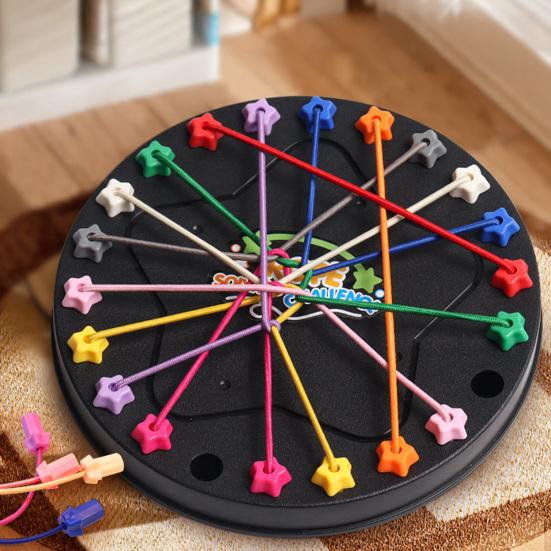 1 Set Kids Rope Untangling Game Twisted Rope Knots Challenge Board Game Logic Thinking Interactive Educational Elastic Rope Unhitching Toy