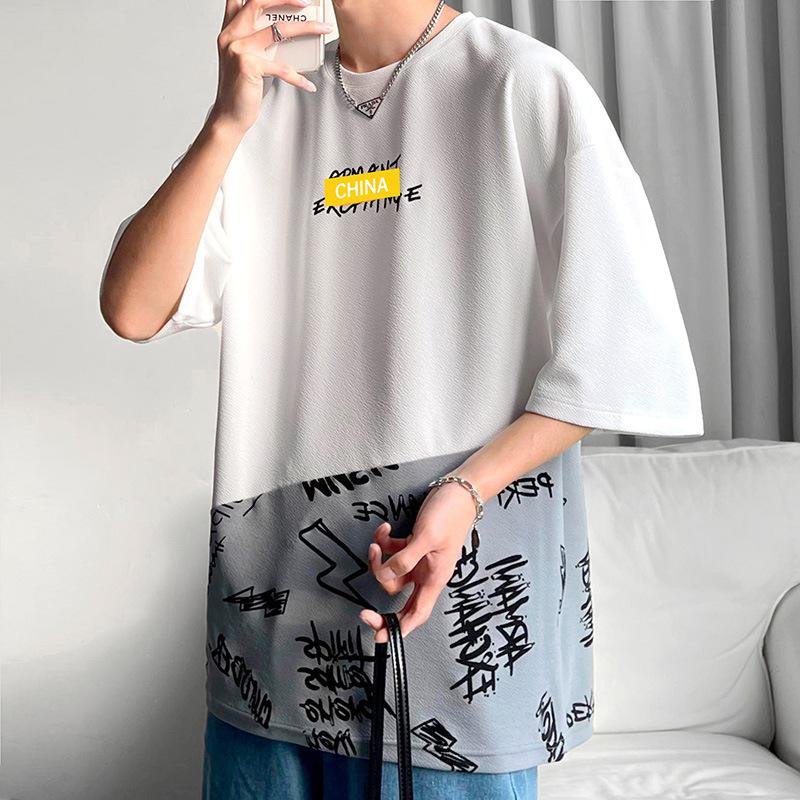 Мужская футболка с коротким рукавом свободная летняя хлопковая футболка футболка с коротким рукавом M белый 983₽