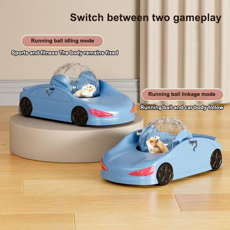 Hamster Small Pet Toy Car Funny Small Pet Hamster Toy Car Cute Hamster Interactive Sports Car Silent Fitness Wheel Toy Vehicle