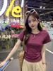 Purple Spice Girl Back Hollow Short Sleeve T-Shirt Women's Summer New Design Slim Fold Pleated Niche Top