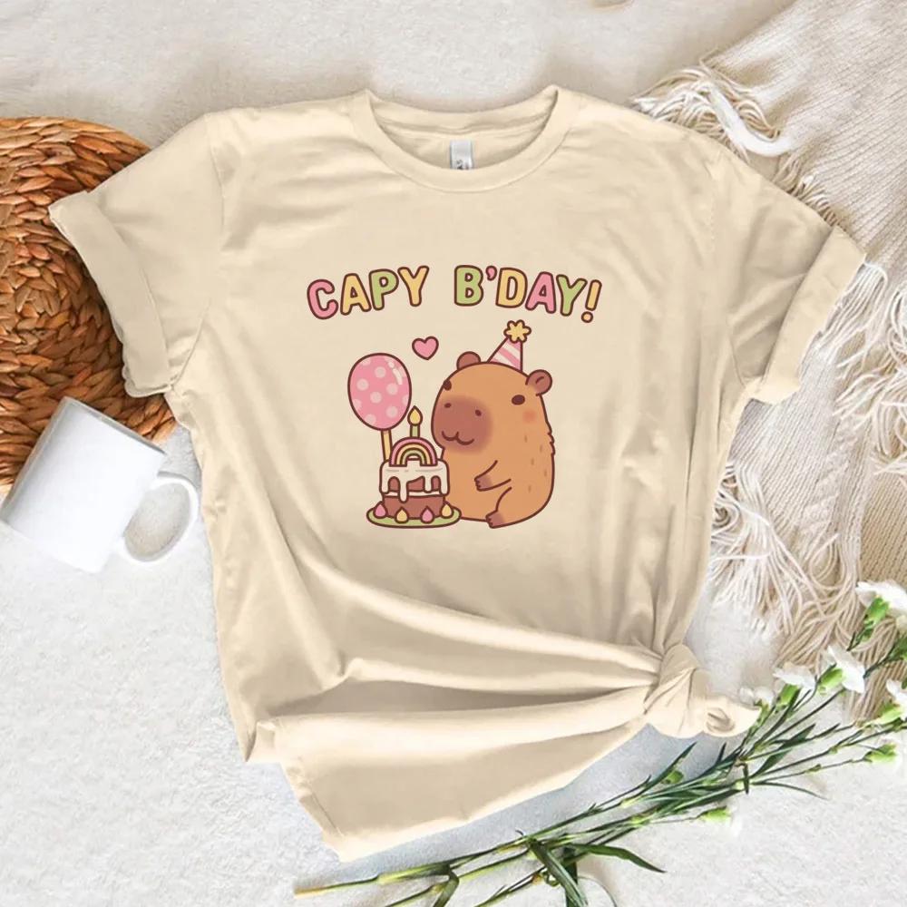 Funny Anime Capybara T Shirt Women Soft Fabric Tshirt Female Anime Clothing T-shirt Girls Capibara Tee