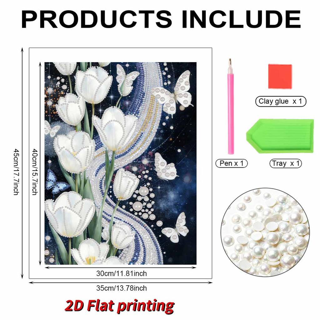Pearl Painting Kit White Lily Frameless Handicraft DIY Bedroom Decoration Living Room Wall Art Room Decoration Art Craft Decoration
