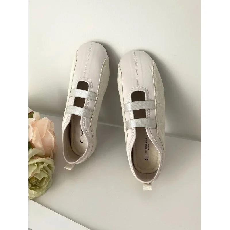 Spring Autumn New Style Soft Bottom Ballet Flat Shoes Women's Round Toe Satin Mary Janes Low Heel Comfortable Footwear