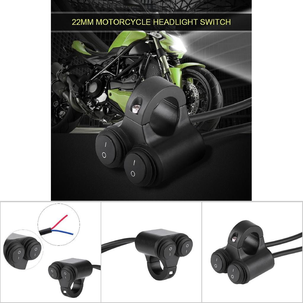 22mm Universal Motorcycle Handlebar Headlight Brake Fog Lights Horn Dual Button Switch Model B