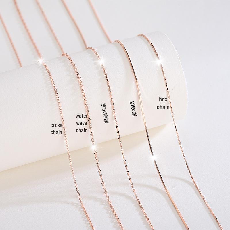 S925 Silver Cross & Star Necklace with Water Wave, Box, Snake, and Bone Chains, Featuring an Extended Tail Chain