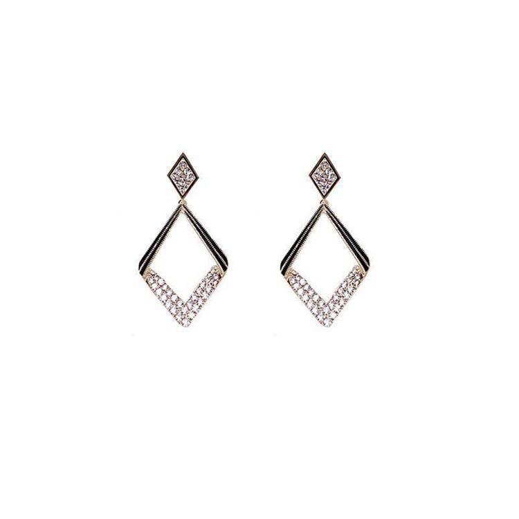 Simple Versatile Diamond Geometric Earrings Commuter Earrings French Retro Earrings