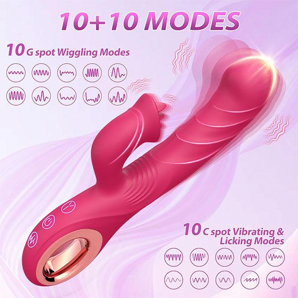3-in-1-Sexspielzeug-Vibratoren, Dildo, Sexspielzeug für Erwachsene, Klitoris-G-Punkt-Vibrator mit 10 Wackel-, Vibrations- und Leckmodi für Frauen