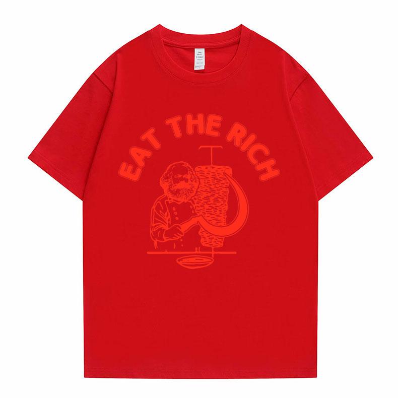 New Funny Men Women Casual Oversized Tshirt Eat The Rich Doner D%C3%B6ner Kebab Karl Marx Socialist Hasan Piker Graphic T-shirts