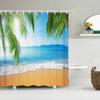 3d Beach Scenery Shower Curtains Sea Ocean Mediterranean Bathroom Curtain Waterproof Cloth Decoration 180*240cm Bath Curtain