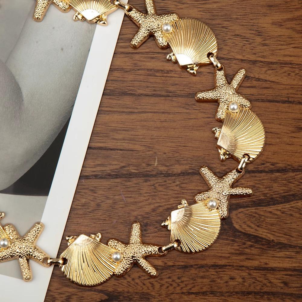 Ornaments Bohemian Shell Waist Belt Zinc Zinc Alloy Pearl Starfish Beach Body Chain  Vacation