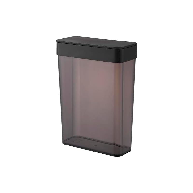 Yamazaki Slim Storage Case with Gasket, 2.3L, Black, W18.5 x D8.6 x H25cm, Tower, Barley Tea Bag, Airtight Storage Container, 10392