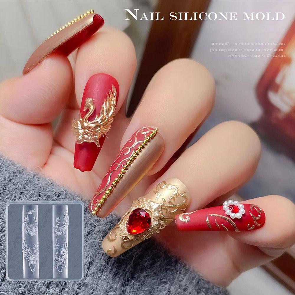 1Pcs Stamping Plate Nail Silicone Mold 3D Nail Art Decoration New Manicure Mold
