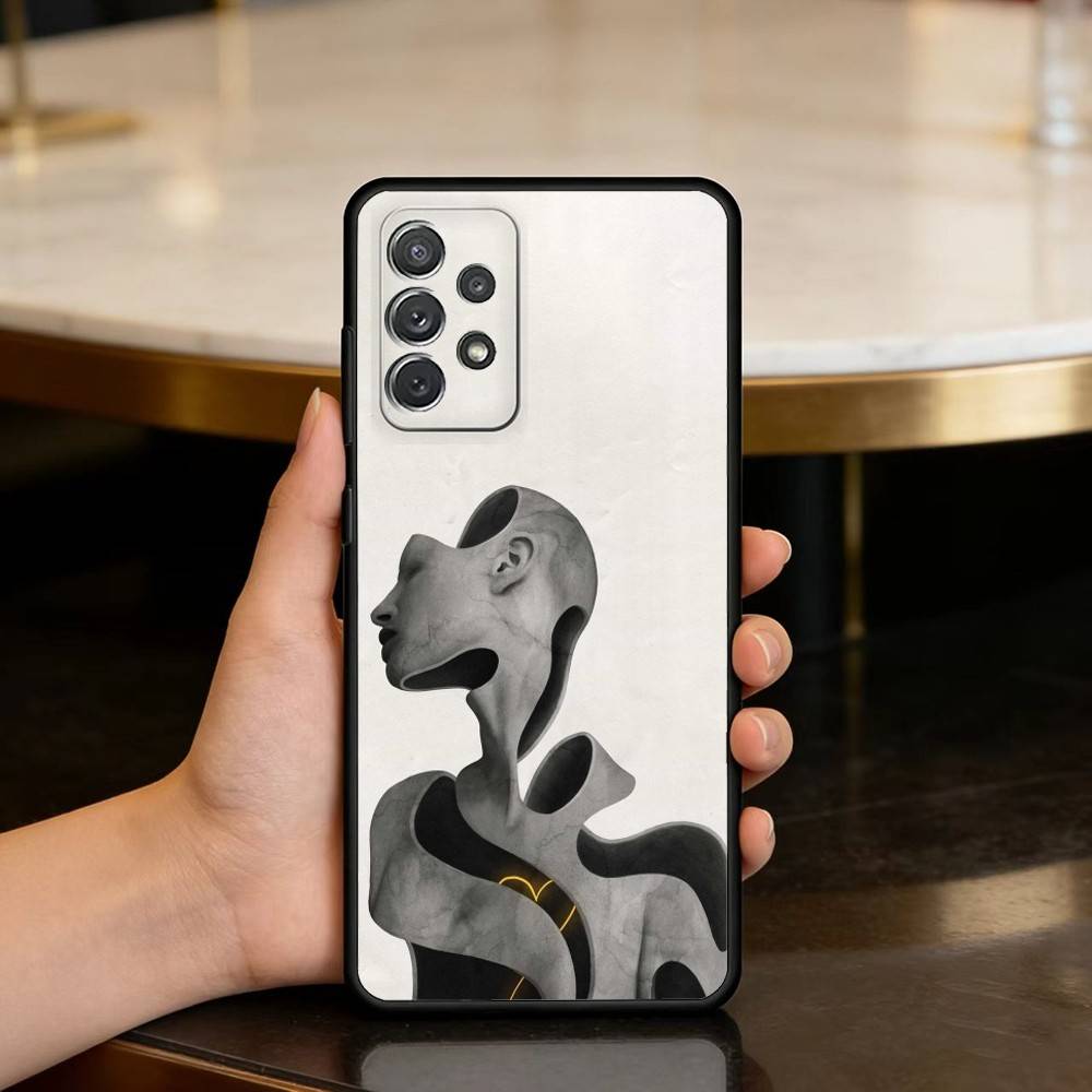 S-Surreal F-Figure A-Art Phone Case For Samsung Galaxy A73,A72,A71,A70,A53,A52,A51,Soft Silicone Black Cover