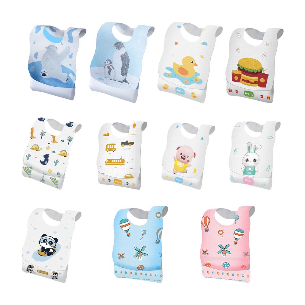10Pcs Disposable Feeding Bibs Cotton Bib for Toddlers Newborns Cotton Drooling Apron Baby Burp Cloths Feeding Bibs