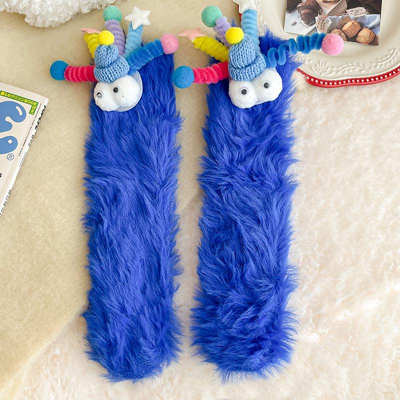 

Женские зимние носки-тапочки из норки средней длины — толстые, теплые и уютные для дома и сна Simple/34-42