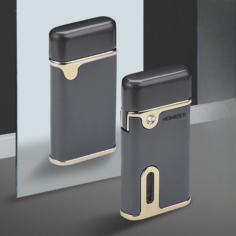 Metal Windproof Direct Impact Lighter with Red Flame and Light. Gift for Boyfriend - Lighter and Cigarette Accessories