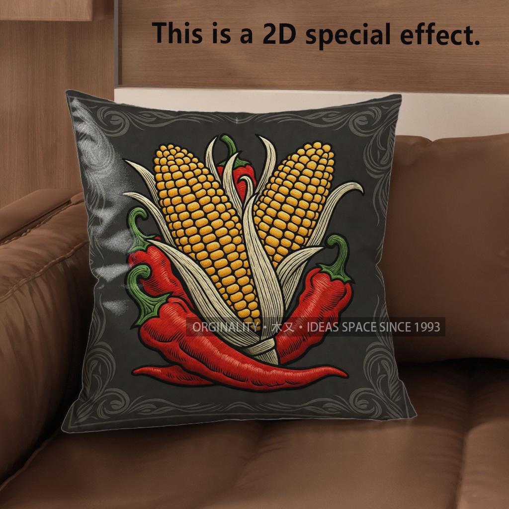 

2D Harvest Farm Corn Chili Throw Pillow Covers Pattern Cushion Cover Suitable For Sofa Bedroom Car Pillow Cover 40x40cm