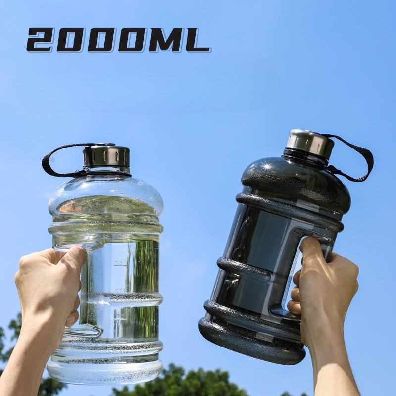 1Pcs Durable Gallon Bottle Water Bottle 2L Large Capacity Training Sports Drink Cup Portable With Handle Gym Shaker Bottle