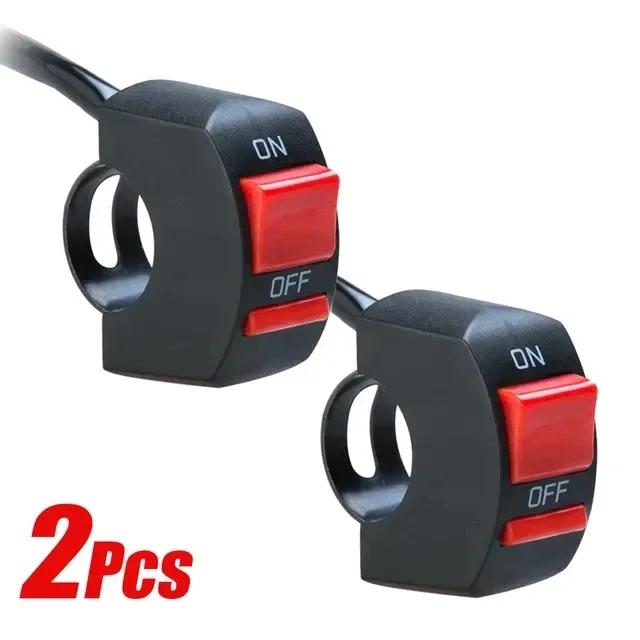 22mm Motorcycle Switch Button Handlebar Mount Waterproof Modified Switch Headlight Horn Control ON/OFF with LED Display Lamp