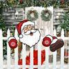 Christmas Decorations Set Santa Claus Elk Snowman Peeking Garden Yard Decorations Outdoor Xmas DIY Garden Fence Sign Ornament for Home Garden Yard
