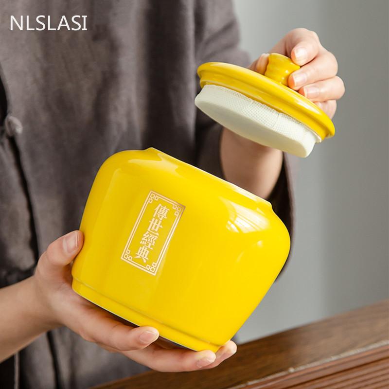 Caja de té de cerámica china, contenedor de almacenamiento sellado para aperitivos de frutas secas, ideal para viajes, portátil, Tieguanyin