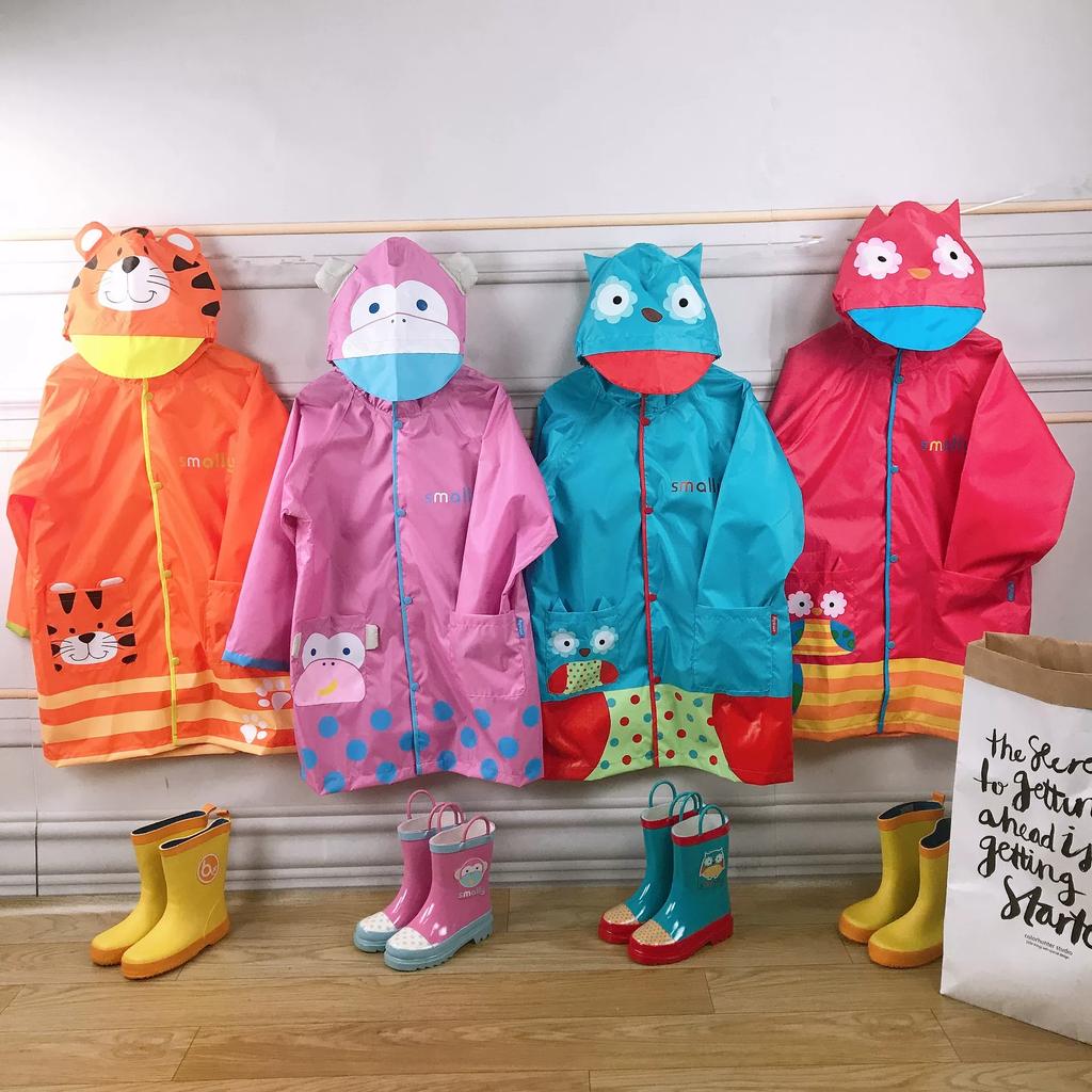 Koreanischer Smally Kinder Schulranzen Regenmantel Kleinkind Regenponcho 3D Cartoon Leichter Wasserdichter Baby-Regenmantel