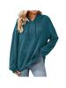 Women's Solid Color Ribbed Hooded Sweatshirt - Long Sleeve, Brushed, Autumn/Winter 2025 Collection