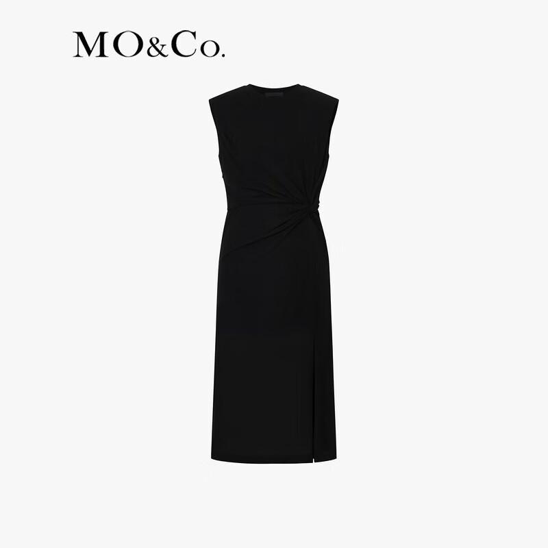 MO&Co. Sleeveless Pleated Waist Slit Dress