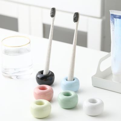 Creative Bathroom Ceramic Toothbrush Holder Portable Mini Macaron Colors Brush Stand Shelf Base Frame Storage Rack Bathroom Tool
