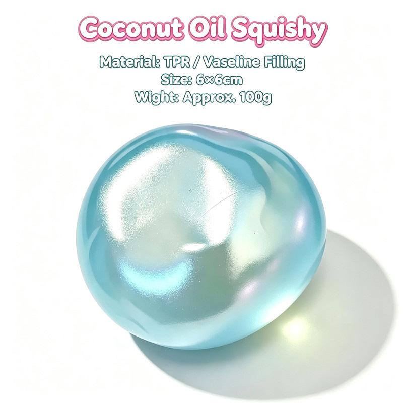 6cm Squishy Pearl Coconut Oil Squeeze Toy Shapeable Slow Rising Stress Relief Toy Vaseline Material Stress Ball Decompression Fidget Sensory Toy