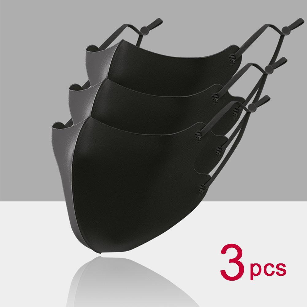 3 KS Masek z ledového hedvábí Omyvatelná Prachotěsná Filtrační Maska na Ústa a Obličej pro Dospělé