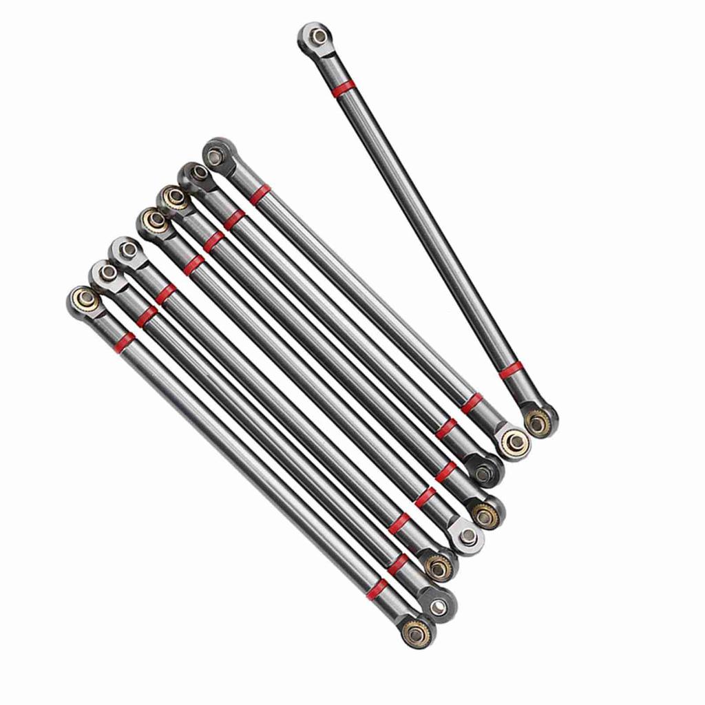8Pcs Aluminium Alloy Link Rod for SCX10 1 10 313mm Wheelbase RC Crawler Car (Titanium Color)