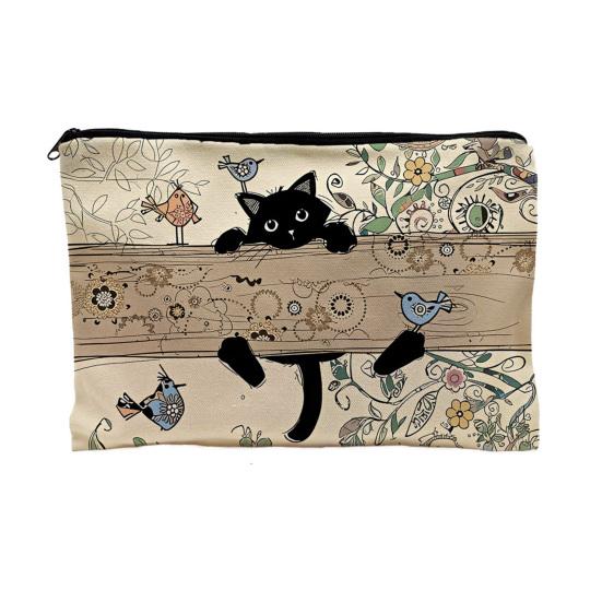 Cat Printed Storage Bag Zipper Thickened with Smooth Polyester A