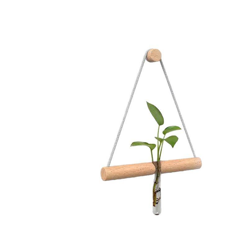 Elegant Wall Hanging Hydroponic Vase with Hemp Rope for Plants and Pothos