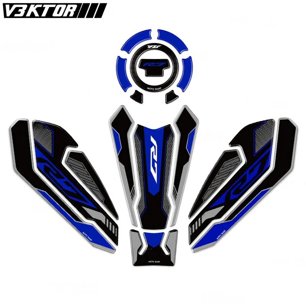 3D Resin Tank Pad Sticker Motorcycle Fuel Tank Protection Decal For R7 YZF R7 YZFR7 2021-2024 2023 2022