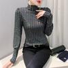 New Winter Heavy Industry Sequins Versatile Long-sleeved Base Shirt Top for Women Slim Pullover T-shirt