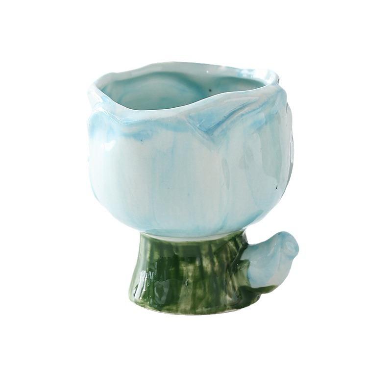 Premium Flower Pen Holder Creative Makeup Brush Storage Holder Ceramic Desktop Shelf Ornament Gift Girls Stationery
