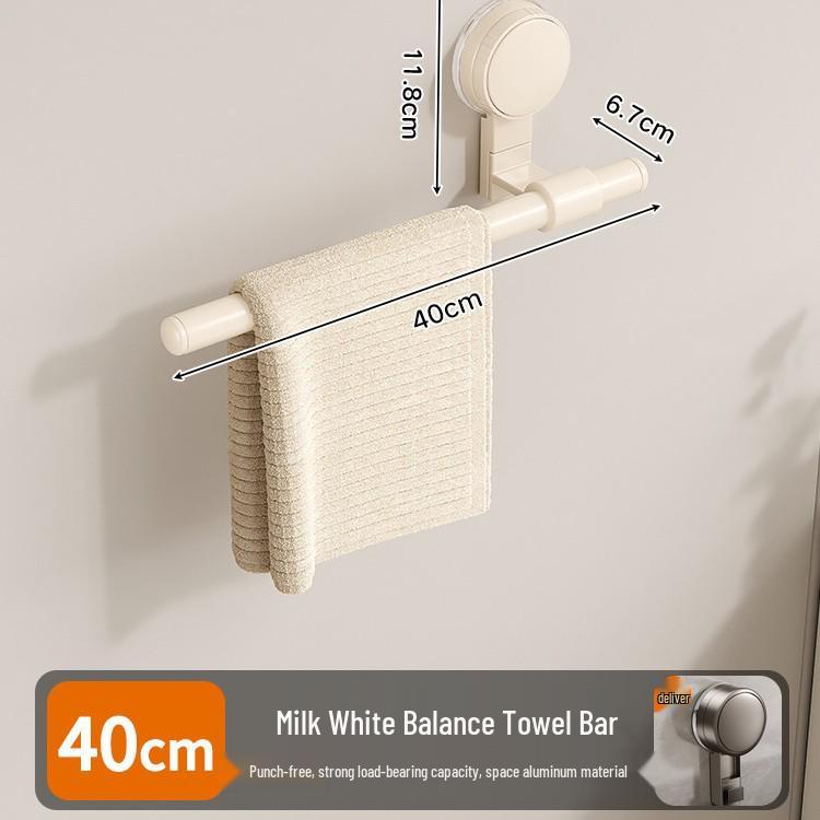 No-Drill Bathroom Towel Rack with Suction Cup - Towel Bar & Storage Shelf