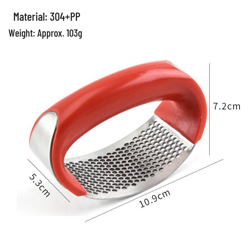 Stainless Steel Garlic Press & Peeler - Manual Ring-shaped Masher & Mincer Tool for Kitchen Use