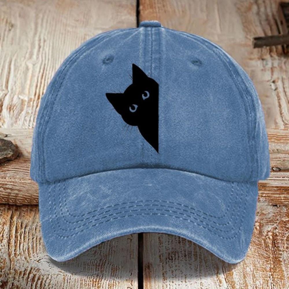 Fun Little Black Cat Printed Visor Baseball Cap For Man Women Hiking Fishing Vacation